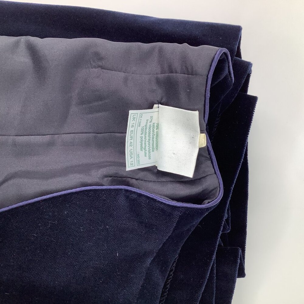 Laura Ashley Vintage Navy Velvet Long Sleeve Dress Size 12 Victorian Faire Goth - Picture 11 of 11
